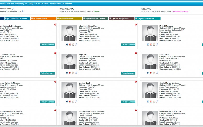 Gestão de Candidaturas em Processo Seletivo